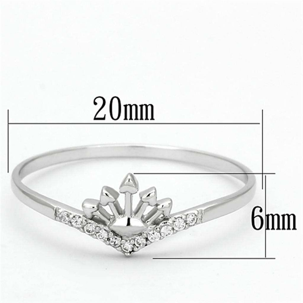TS120 - Rhodium 925 Sterling Silver Ring with AAA Grade CZ in Clear - Alamode - Flyclothing LLC