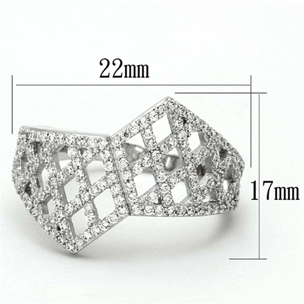 TS122 - Rhodium 925 Sterling Silver Ring with AAA Grade CZ in Clear - Alamode - Flyclothing LLC