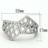 TS122 - Rhodium 925 Sterling Silver Ring with AAA Grade CZ in Clear - Alamode - Flyclothing LLC