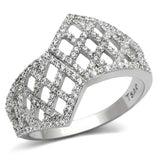 TS122 - Rhodium 925 Sterling Silver Ring with AAA Grade CZ in Clear - Alamode - Flyclothing LLC