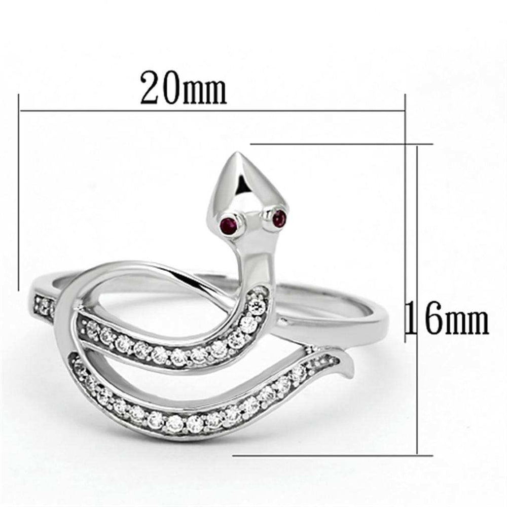 TS123 - Rhodium 925 Sterling Silver Ring with AAA Grade CZ in Ruby - Alamode - Flyclothing LLC