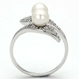 TS124 - Rhodium 925 Sterling Silver Ring with Synthetic Pearl in Citrine Yellow - Alamode - Flyclothing LLC