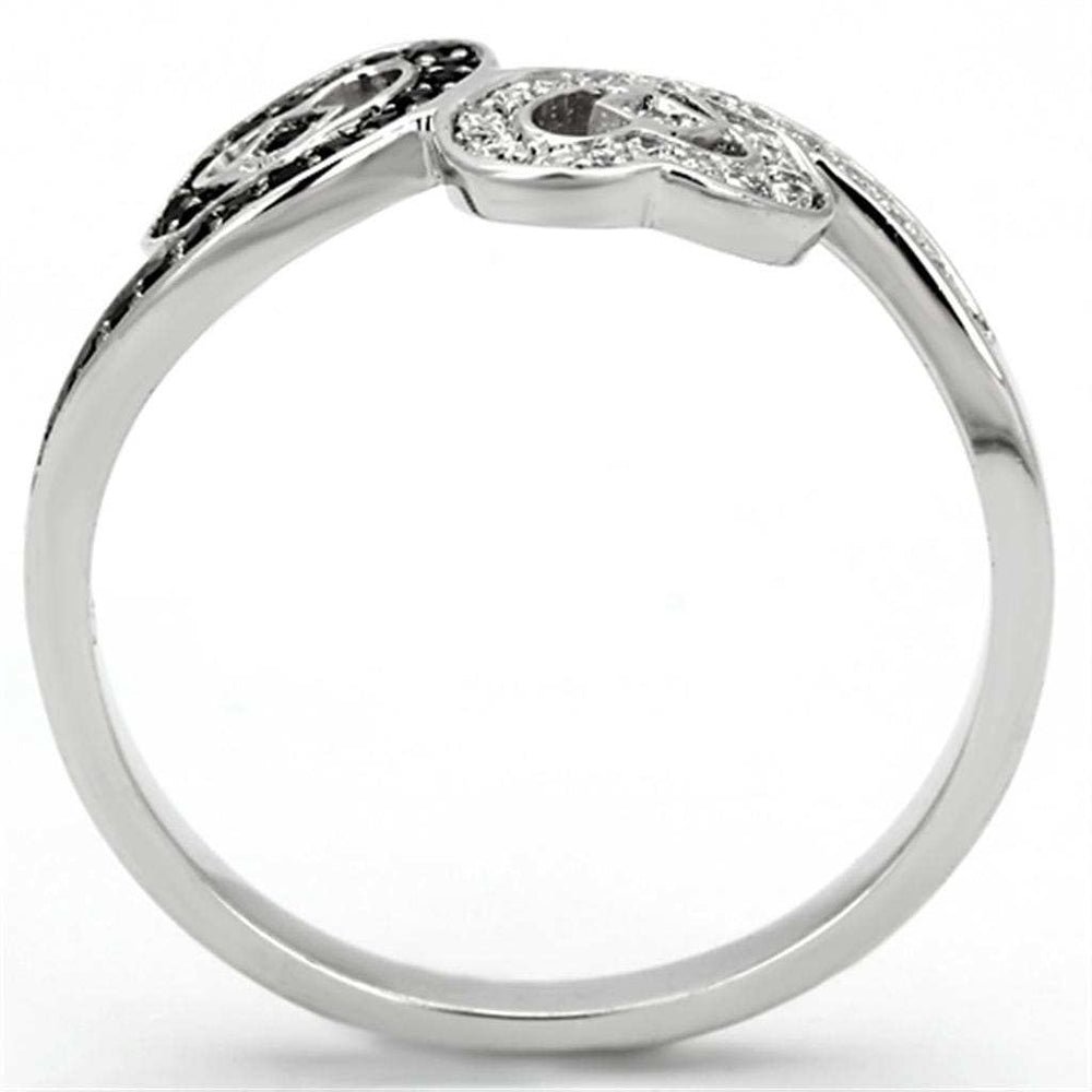 TS125 - Rhodium 925 Sterling Silver Ring with AAA Grade CZ in Black Diamond - Alamode - Flyclothing LLC