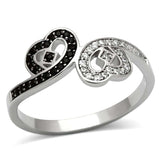 TS125 - Rhodium 925 Sterling Silver Ring with AAA Grade CZ in Black Diamond - Alamode - Flyclothing LLC