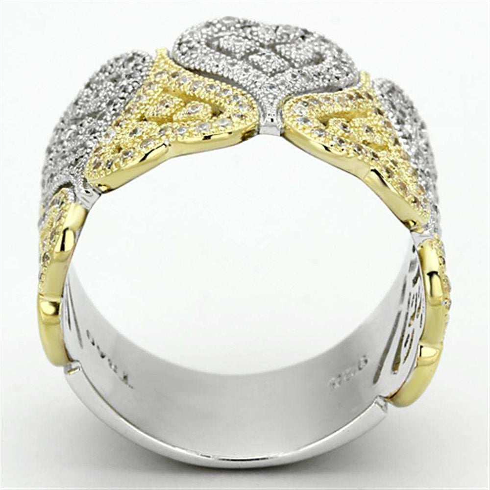 TS126 - Gold+Rhodium 925 Sterling Silver Ring with AAA Grade CZ in Champagne - Alamode - Flyclothing LLC