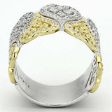 TS126 - Gold+Rhodium 925 Sterling Silver Ring with AAA Grade CZ in Champagne - Alamode - Flyclothing LLC