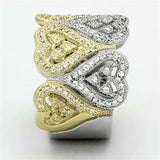 TS126 - Gold+Rhodium 925 Sterling Silver Ring with AAA Grade CZ in Champagne - Alamode - Flyclothing LLC
