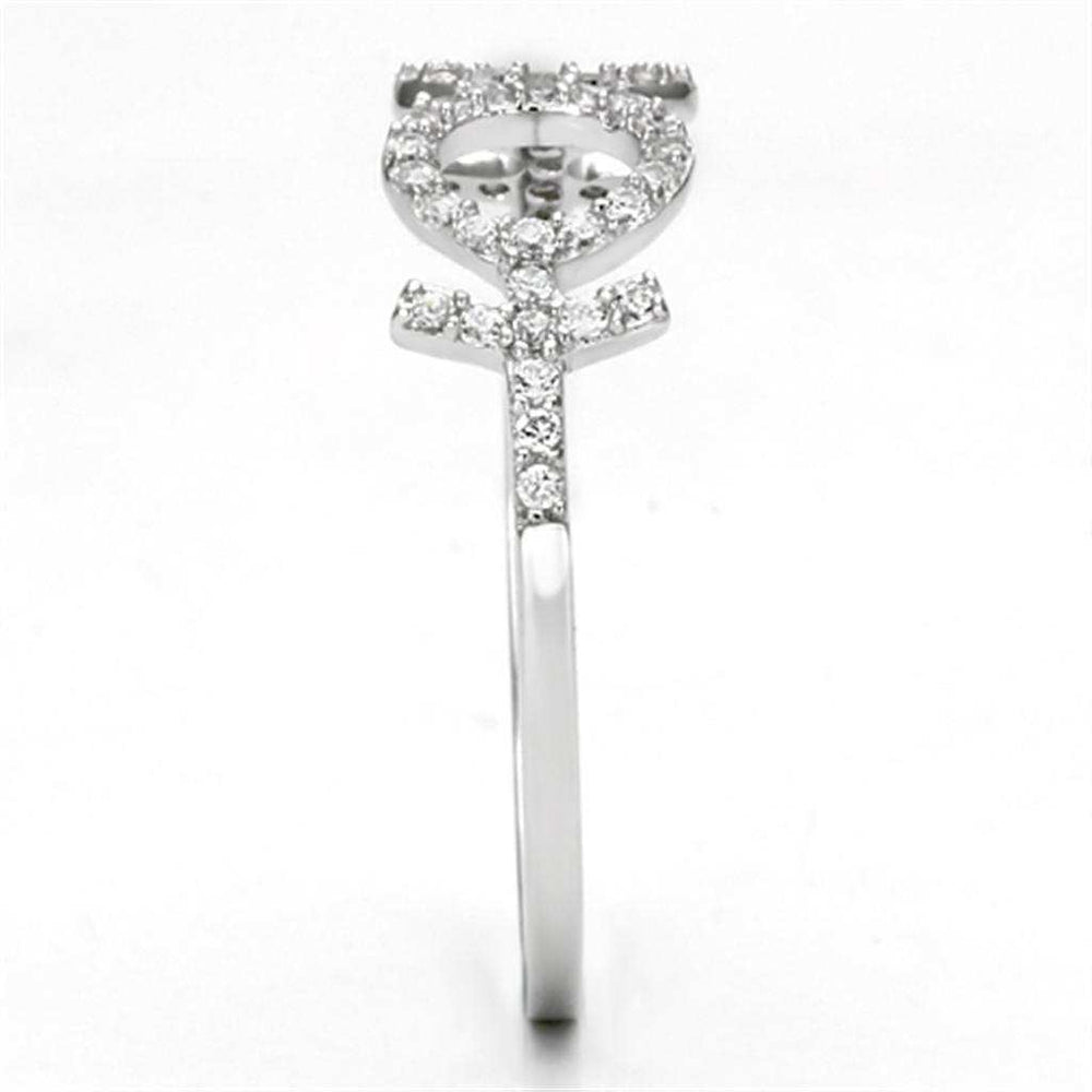 TS129 - Rhodium 925 Sterling Silver Ring with AAA Grade CZ in Clear - Alamode - Flyclothing LLC