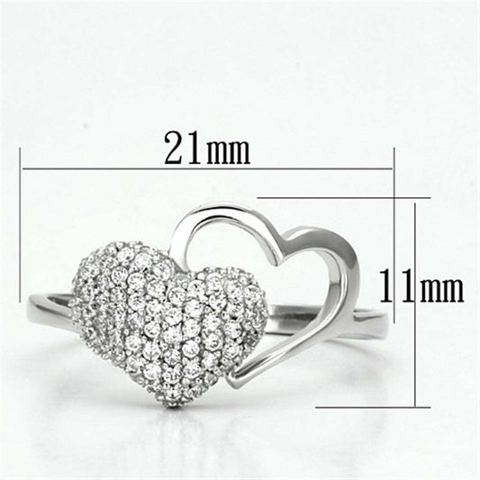 TS130 - Rhodium 925 Sterling Silver Ring with AAA Grade CZ in Clear - Alamode - Flyclothing LLC