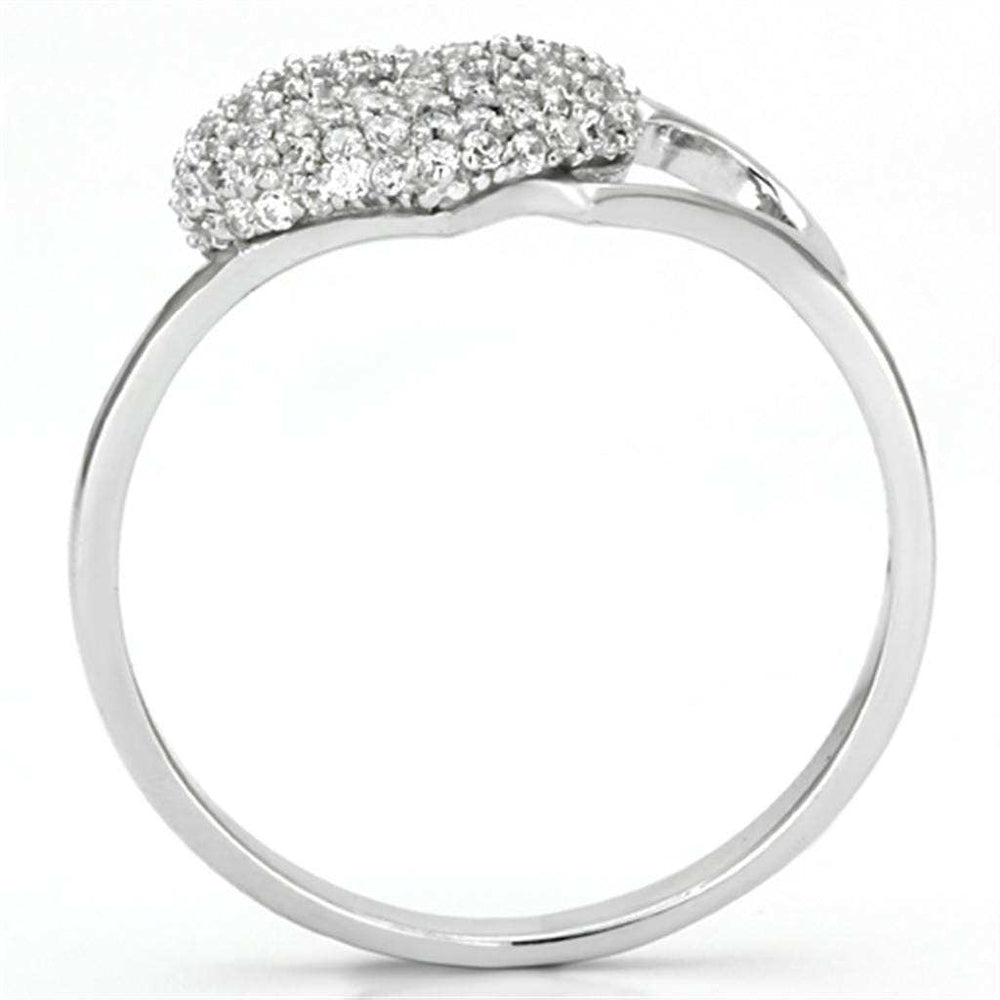 TS130 - Rhodium 925 Sterling Silver Ring with AAA Grade CZ in Clear - Alamode - Flyclothing LLC