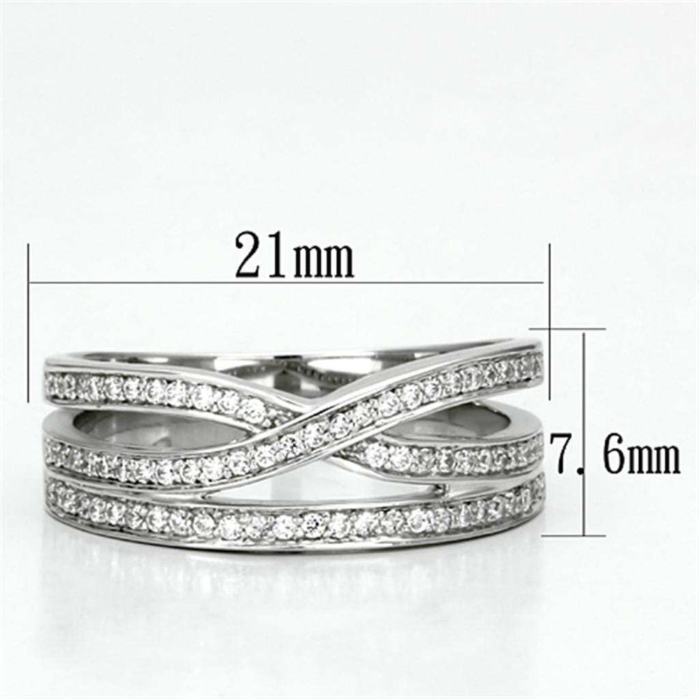 TS131 - Rhodium 925 Sterling Silver Ring with AAA Grade CZ in Clear - Alamode - Flyclothing LLC