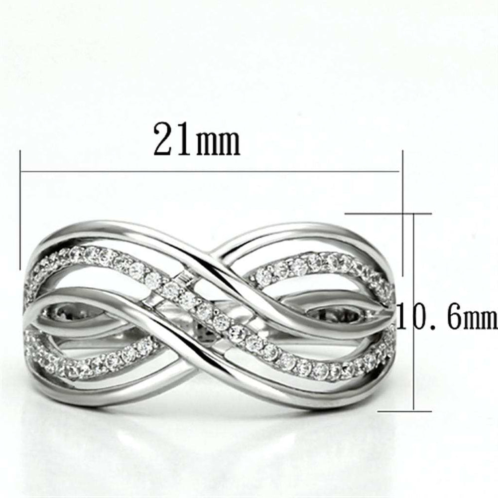 TS132 - Rhodium 925 Sterling Silver Ring with AAA Grade CZ in Clear - Alamode - Flyclothing LLC