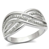 TS132 - Rhodium 925 Sterling Silver Ring with AAA Grade CZ in Clear - Alamode - Flyclothing LLC