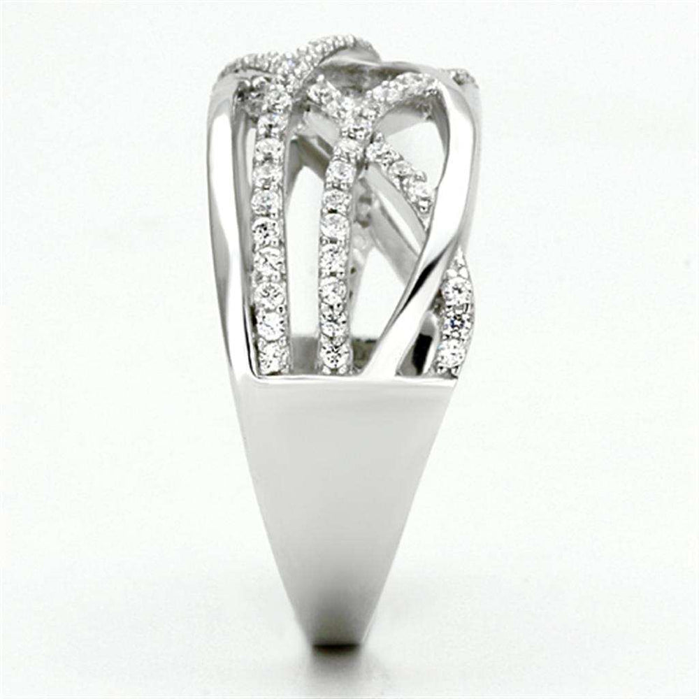 TS134 - Rhodium 925 Sterling Silver Ring with AAA Grade CZ in Clear - Alamode - Flyclothing LLC
