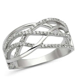 TS134 - Rhodium 925 Sterling Silver Ring with AAA Grade CZ in Clear - Alamode - Flyclothing LLC