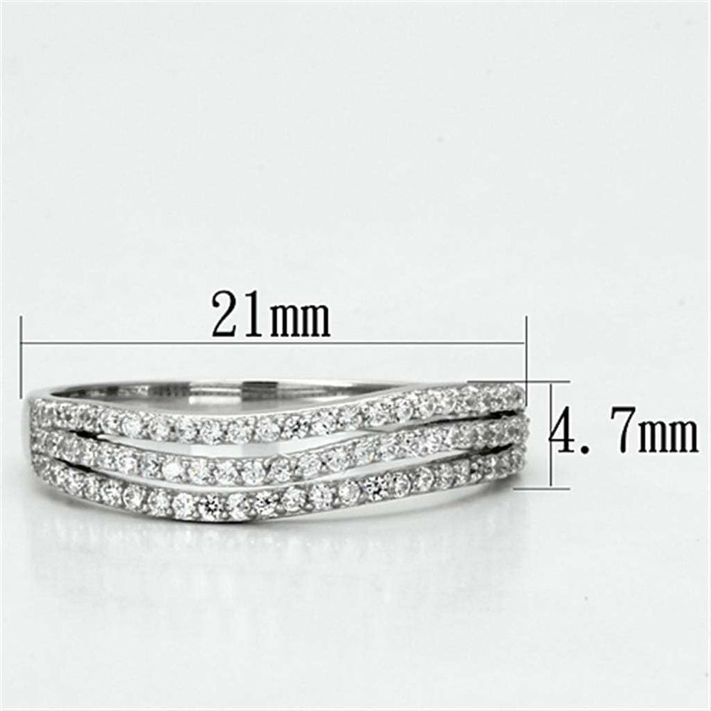 TS135 - Rhodium 925 Sterling Silver Ring with AAA Grade CZ in Clear - Alamode - Flyclothing LLC