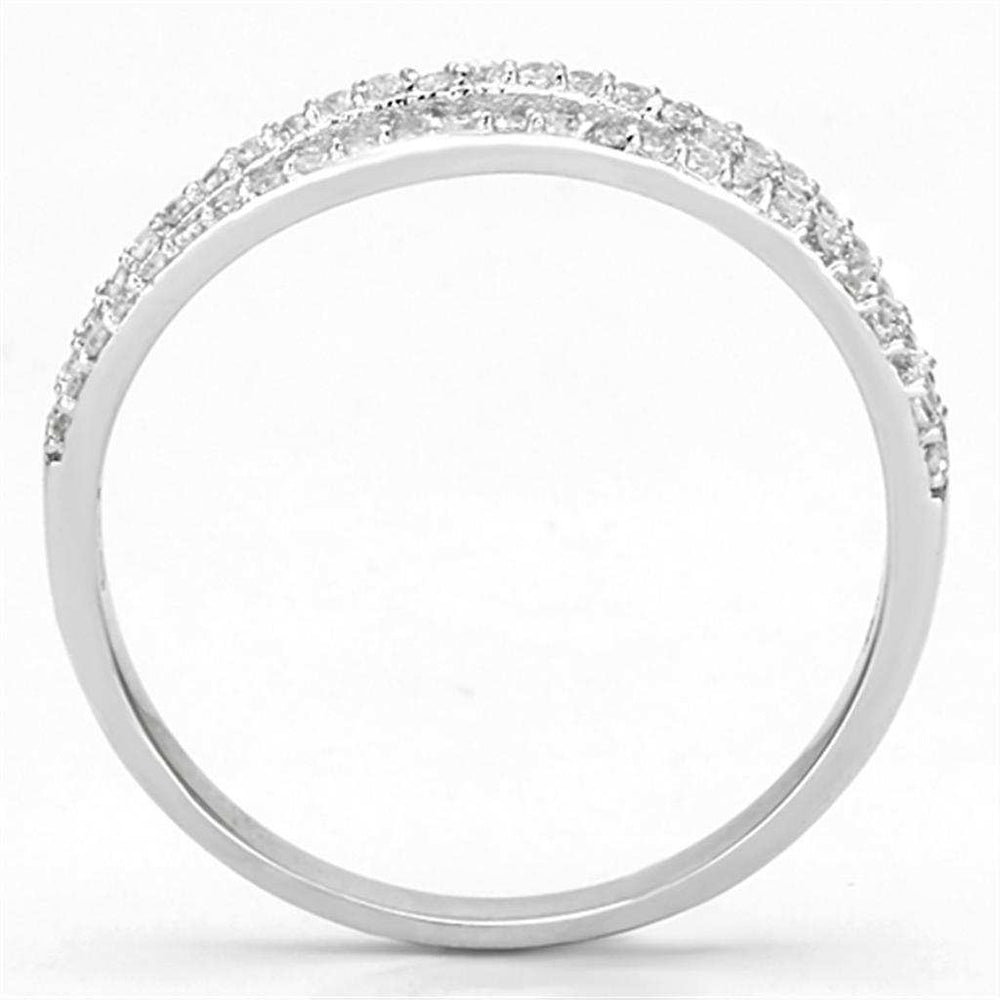 TS135 - Rhodium 925 Sterling Silver Ring with AAA Grade CZ in Clear - Alamode - Flyclothing LLC