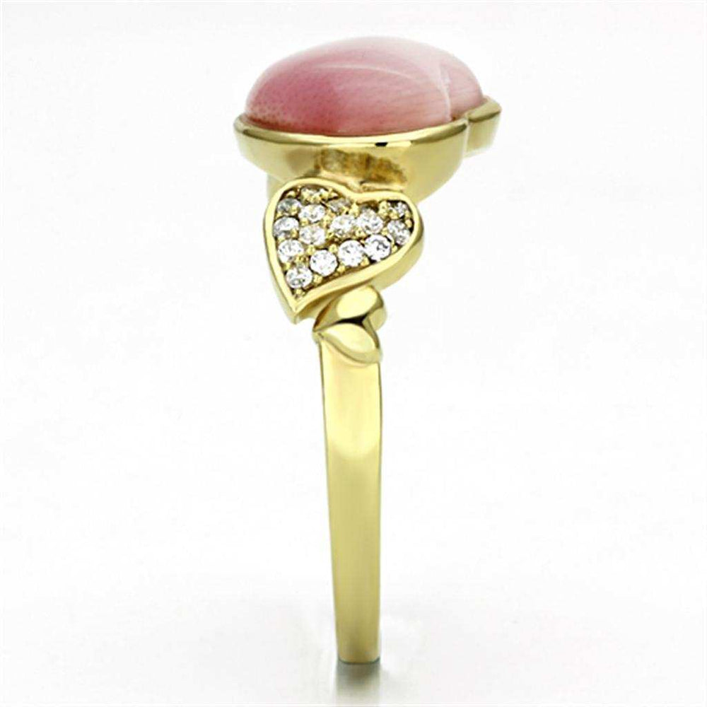 TS136 - Gold 925 Sterling Silver Ring with Synthetic Cat Eye in Rose - Alamode - Flyclothing LLC