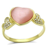 TS136 - Gold 925 Sterling Silver Ring with Synthetic Cat Eye in Rose - Alamode - Flyclothing LLC