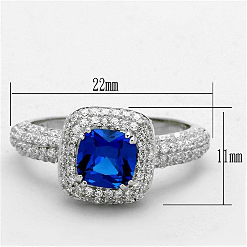 TS137 - Rhodium 925 Sterling Silver Ring with Synthetic Spinel in London Blue - Alamode - Flyclothing LLC