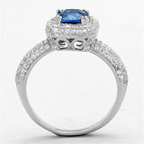 TS137 - Rhodium 925 Sterling Silver Ring with Synthetic Spinel in London Blue - Alamode - Flyclothing LLC