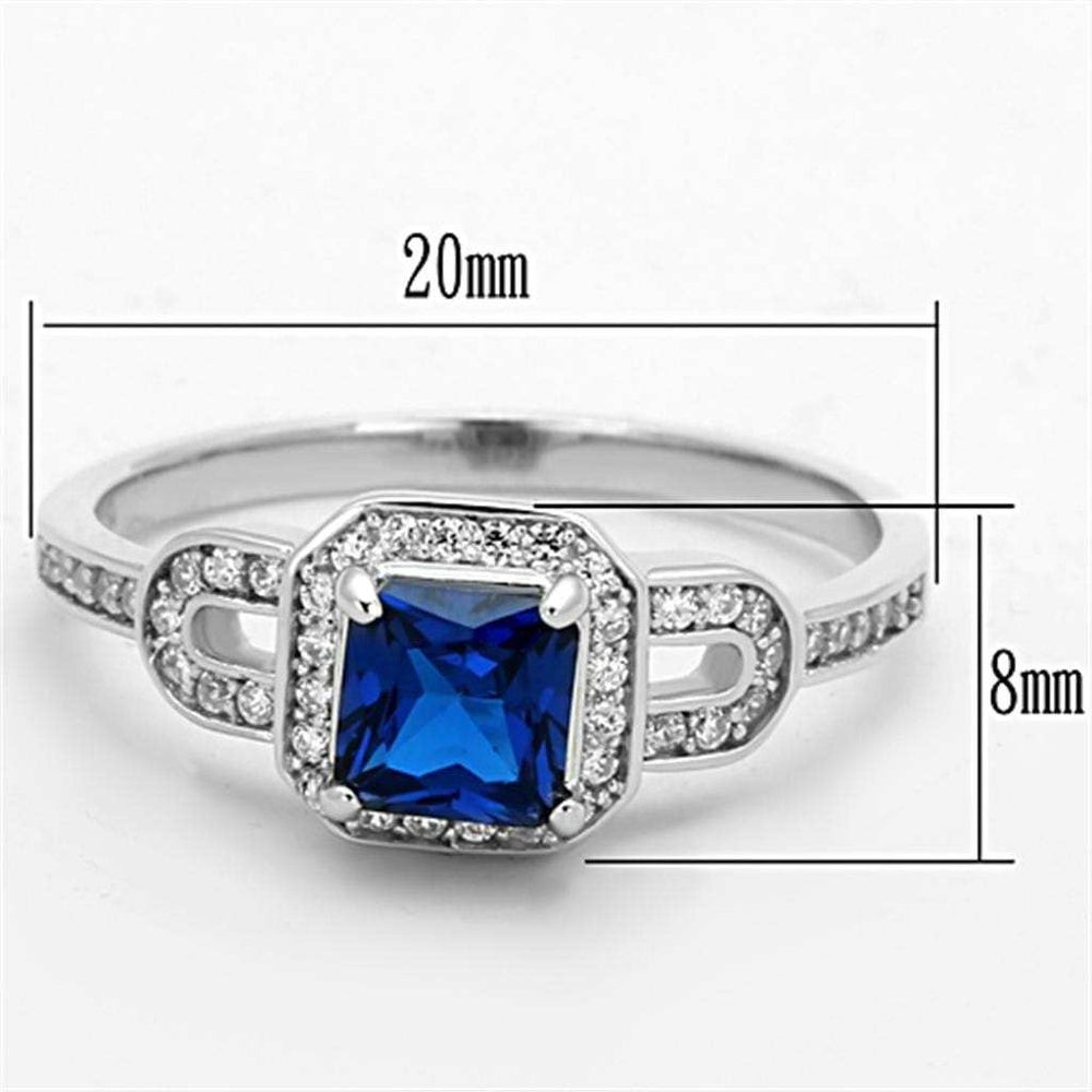 TS138 - Rhodium 925 Sterling Silver Ring with Synthetic Spinel in London Blue - Alamode - Flyclothing LLC