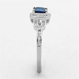 TS138 - Rhodium 925 Sterling Silver Ring with Synthetic Spinel in London Blue - Alamode - Flyclothing LLC