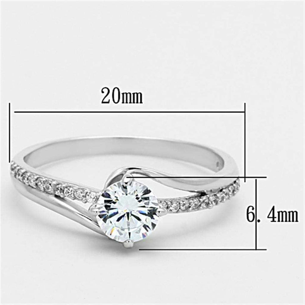 TS141 - Rhodium 925 Sterling Silver Ring with AAA Grade CZ in Clear - Alamode - Flyclothing LLC