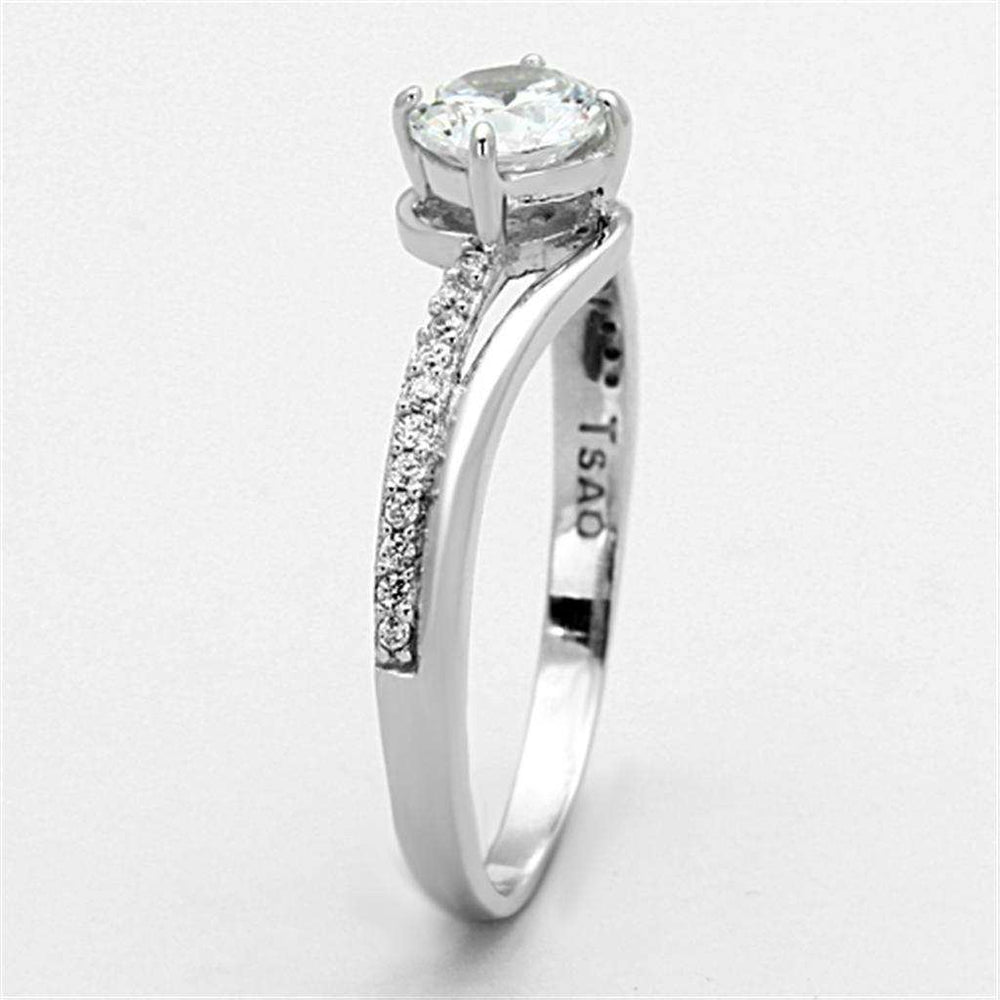 TS141 - Rhodium 925 Sterling Silver Ring with AAA Grade CZ in Clear - Alamode - Flyclothing LLC