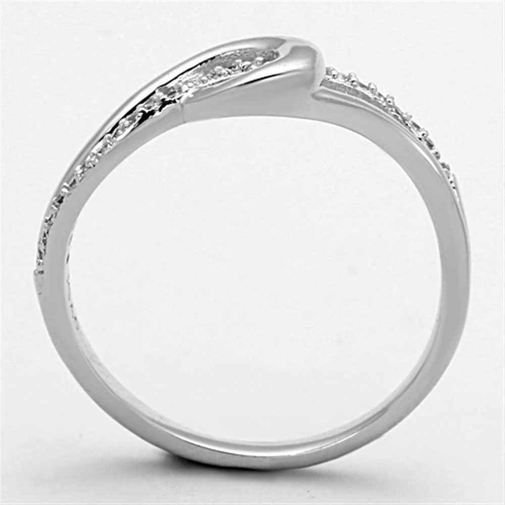 TS142 - Rhodium 925 Sterling Silver Ring with AAA Grade CZ in Clear - Alamode - Flyclothing LLC