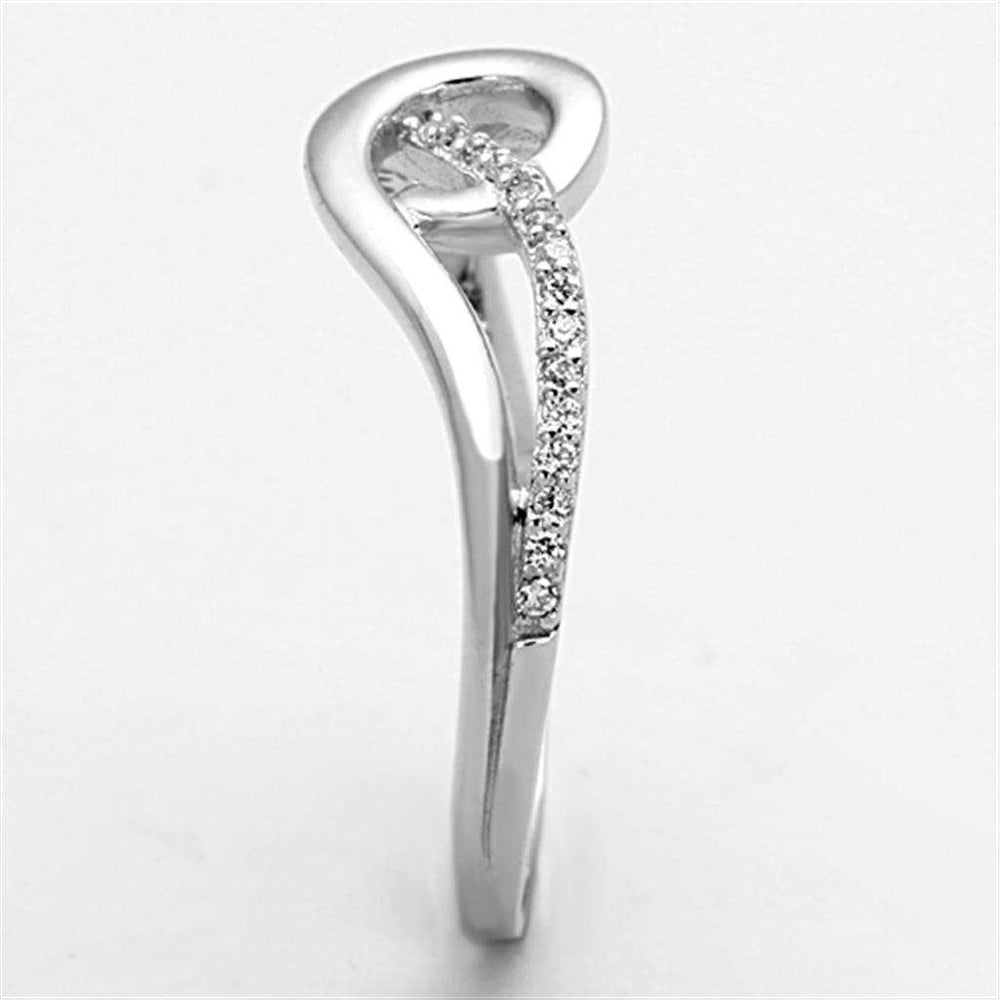 TS142 - Rhodium 925 Sterling Silver Ring with AAA Grade CZ in Clear - Alamode - Flyclothing LLC