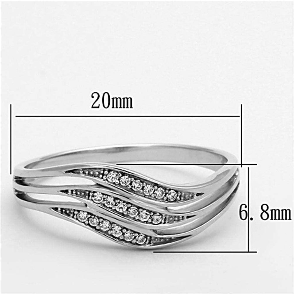 TS143 - Rhodium 925 Sterling Silver Ring with AAA Grade CZ in Clear - Alamode - Flyclothing LLC