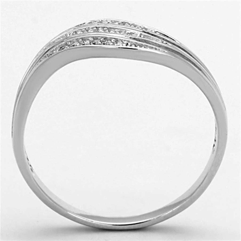 TS143 - Rhodium 925 Sterling Silver Ring with AAA Grade CZ in Clear - Alamode - Flyclothing LLC