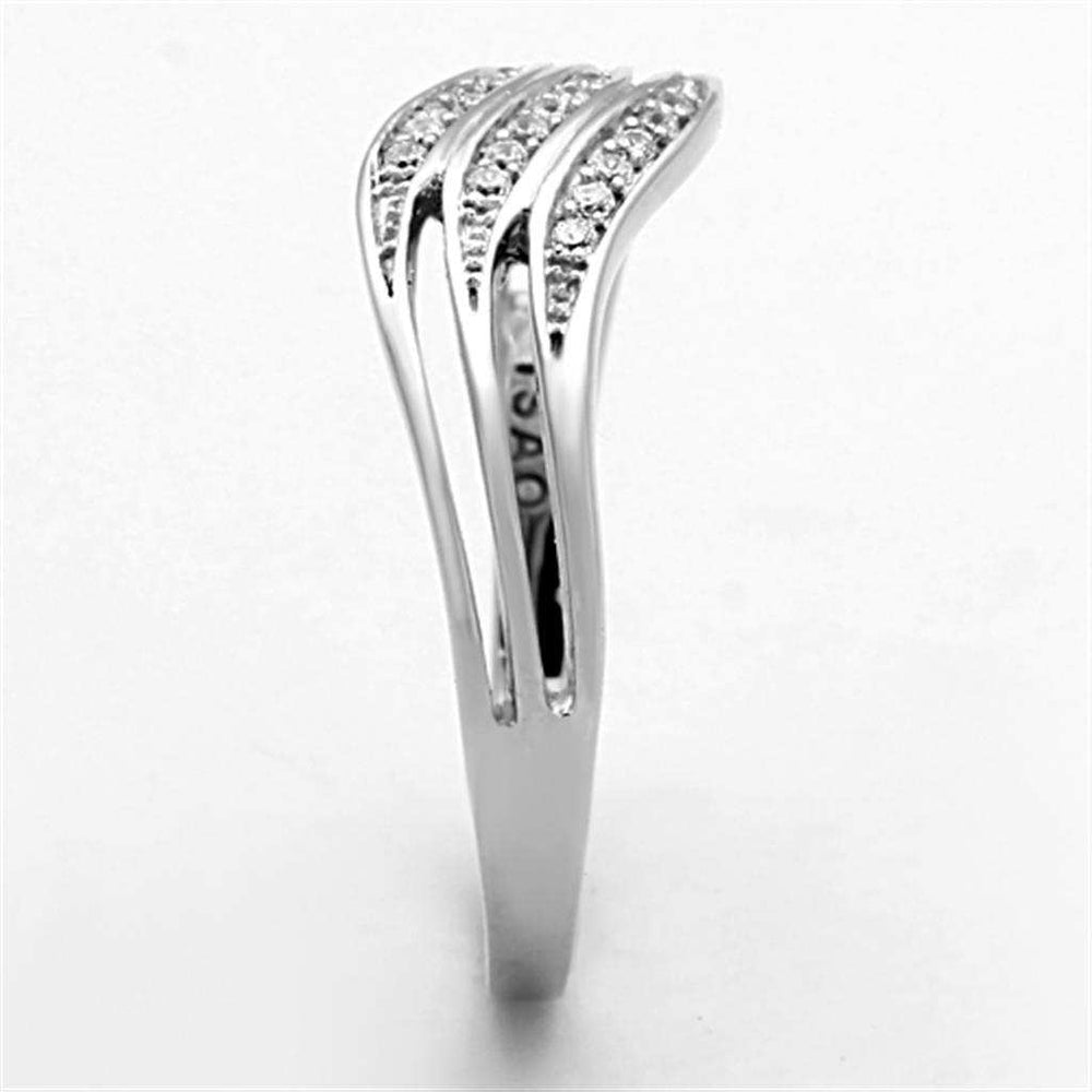 TS143 - Rhodium 925 Sterling Silver Ring with AAA Grade CZ in Clear - Alamode - Flyclothing LLC