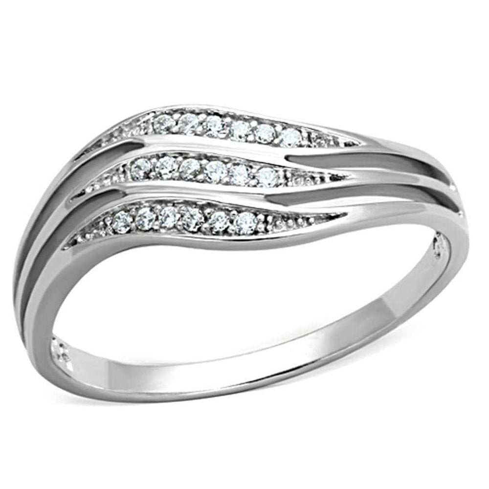 TS143 - Rhodium 925 Sterling Silver Ring with AAA Grade CZ in Clear - Alamode - Flyclothing LLC