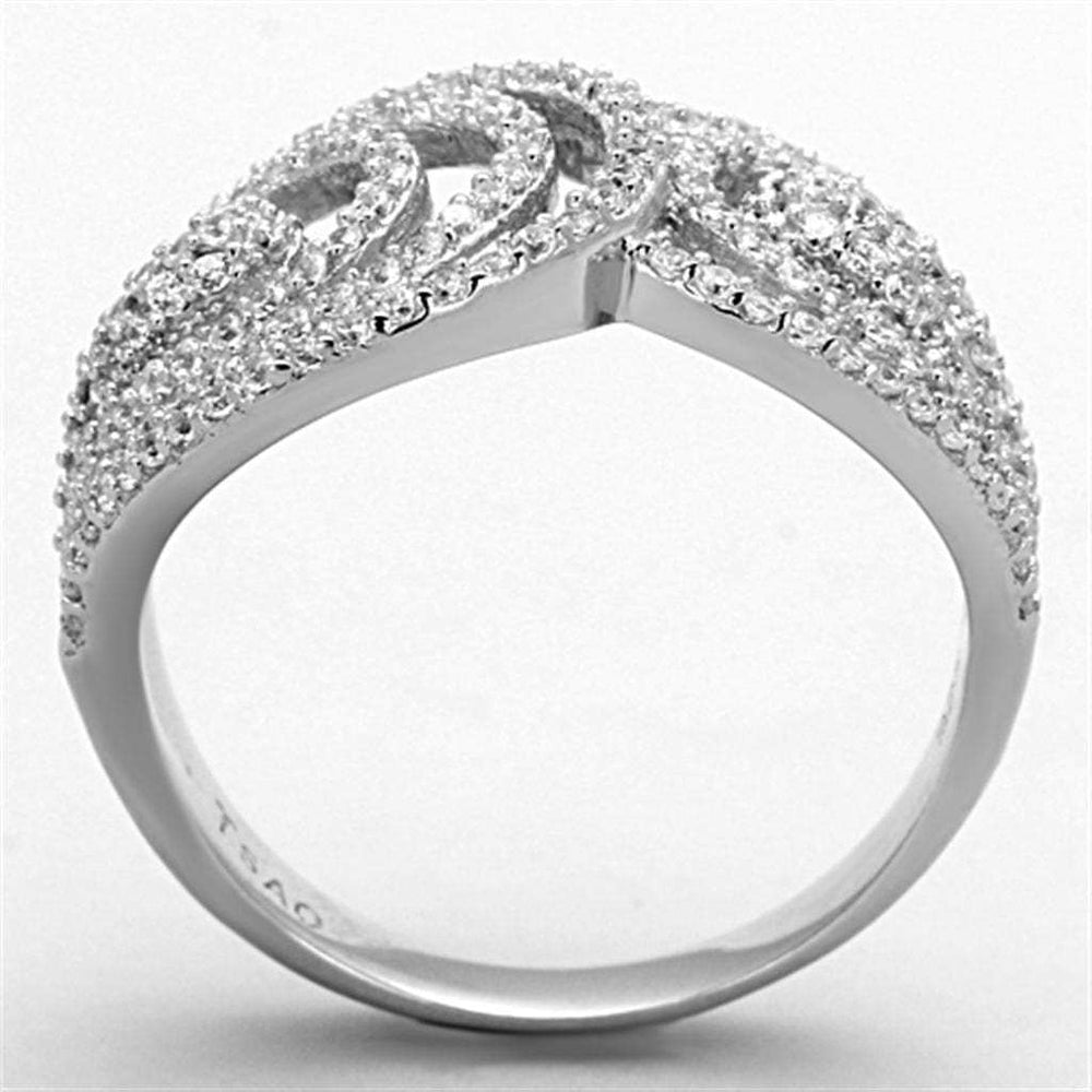 TS147 - Rhodium 925 Sterling Silver Ring with AAA Grade CZ in Clear - Alamode - Flyclothing LLC