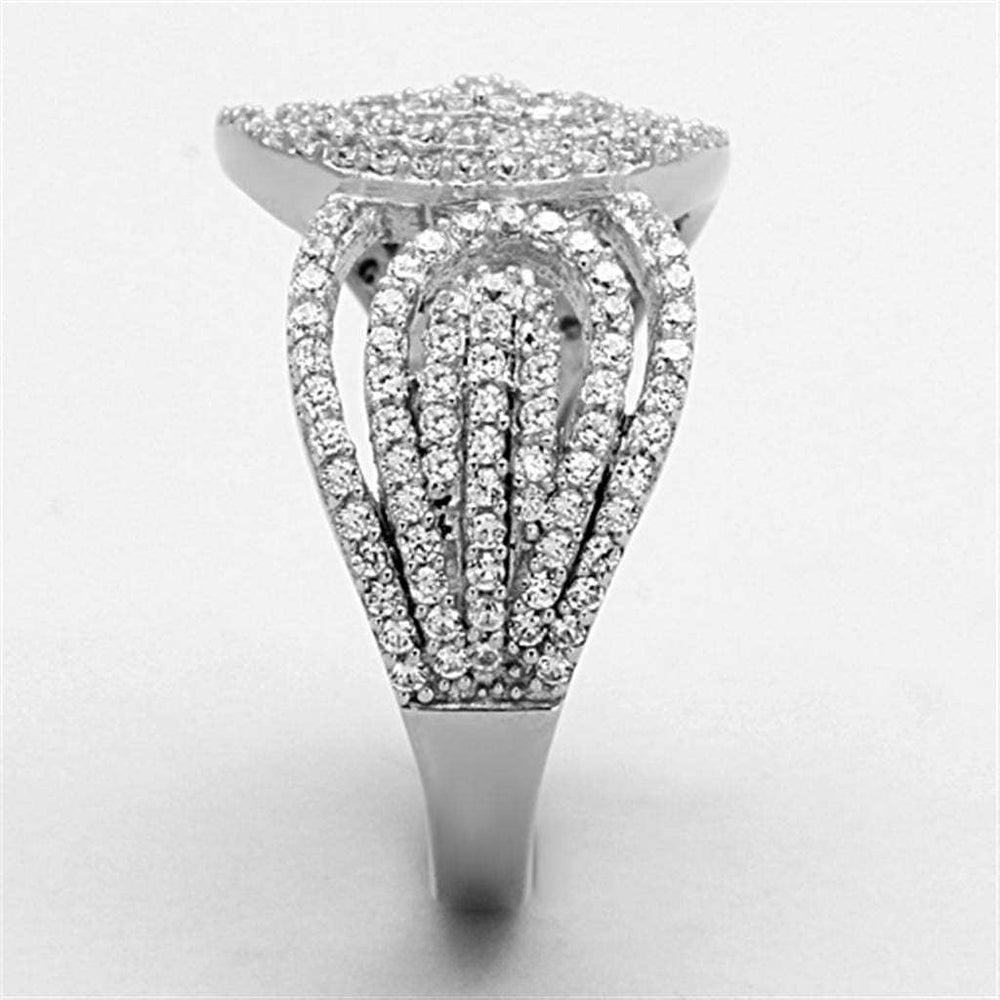 TS147 - Rhodium 925 Sterling Silver Ring with AAA Grade CZ in Clear - Alamode - Flyclothing LLC