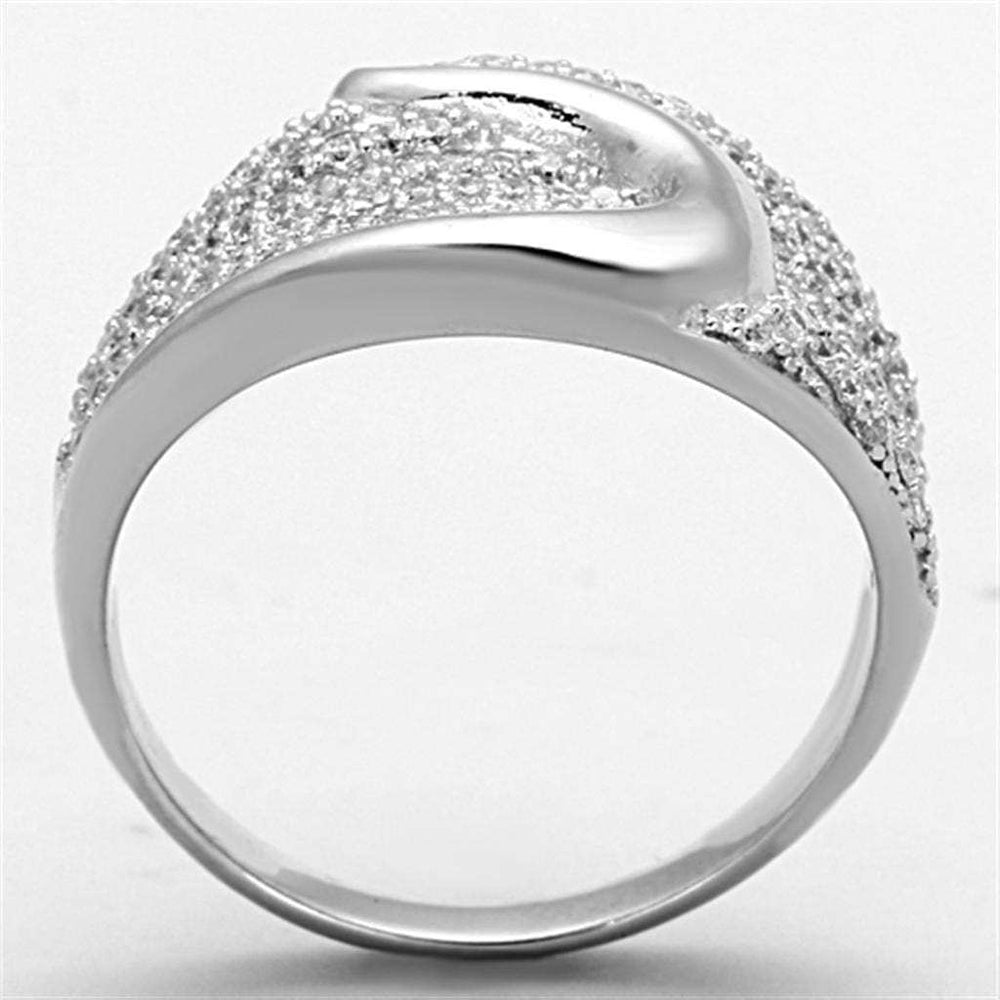 TS148 - Rhodium 925 Sterling Silver Ring with AAA Grade CZ in Clear - Alamode - Flyclothing LLC