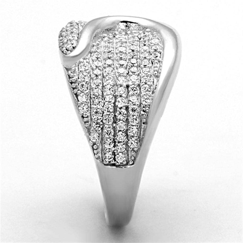 TS148 - Rhodium 925 Sterling Silver Ring with AAA Grade CZ in Clear - Alamode - Flyclothing LLC