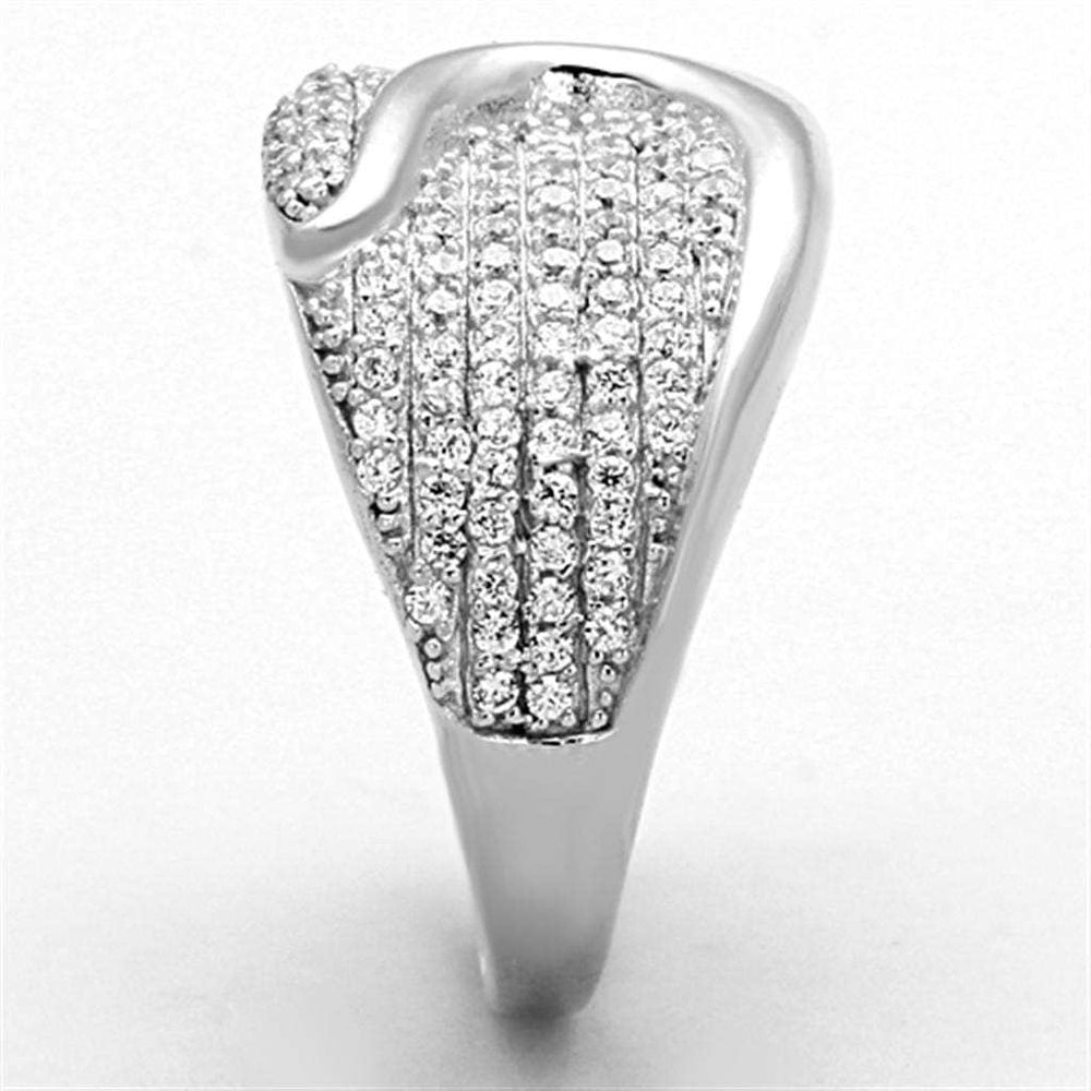 TS148 - Rhodium 925 Sterling Silver Ring with AAA Grade CZ in Clear - Alamode - Flyclothing LLC