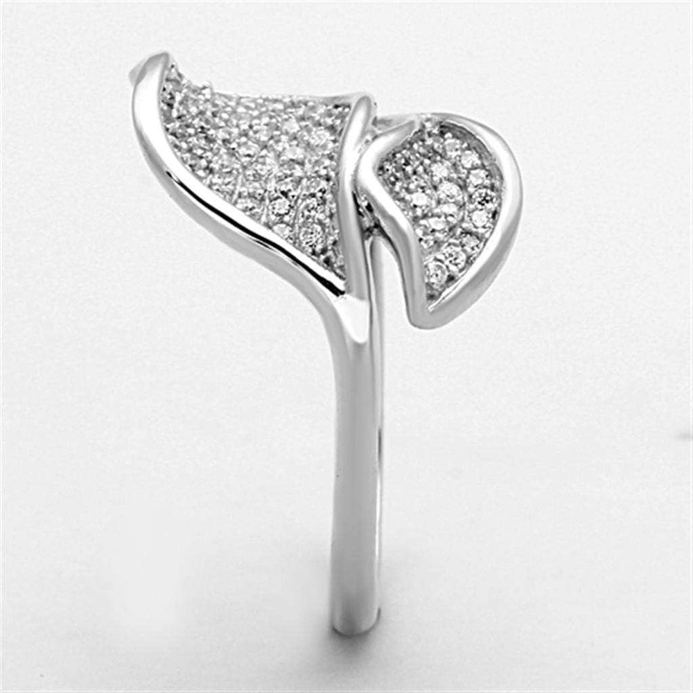 TS149 - Rhodium 925 Sterling Silver Ring with AAA Grade CZ in Clear - Alamode - Flyclothing LLC