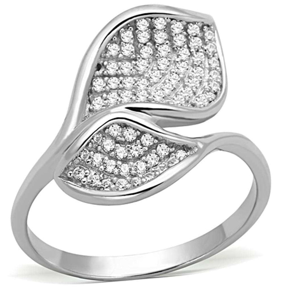 TS149 - Rhodium 925 Sterling Silver Ring with AAA Grade CZ in Clear - Alamode - Flyclothing LLC