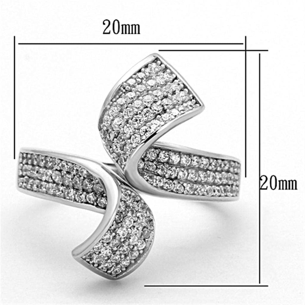 TS150 - Rhodium 925 Sterling Silver Ring with AAA Grade CZ in Clear - Alamode - Flyclothing LLC
