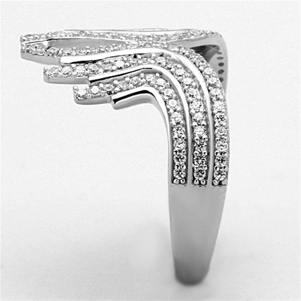 TS151 - Rhodium 925 Sterling Silver Ring with AAA Grade CZ in Clear - Alamode - Flyclothing LLC