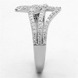TS152 - Rhodium 925 Sterling Silver Ring with AAA Grade CZ in Clear - Alamode - Flyclothing LLC