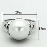 TS154 - Rhodium 925 Sterling Silver Ring with Synthetic Pearl in White - Alamode - Flyclothing LLC