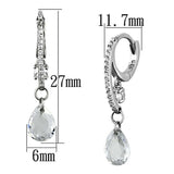 TS159 - Rhodium 925 Sterling Silver Earrings with AAA Grade CZ in Clear - Alamode - Flyclothing LLC