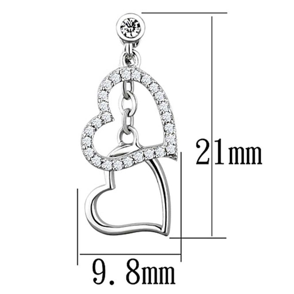 TS160 - Rhodium 925 Sterling Silver Earrings with AAA Grade CZ in Clear - Alamode - Flyclothing LLC