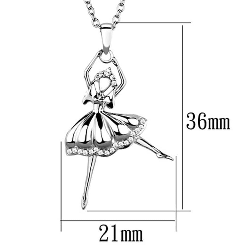 TS163 - Rhodium 925 Sterling Silver Chain Pendant with AAA Grade CZ in Clear - Alamode - Flyclothing LLC