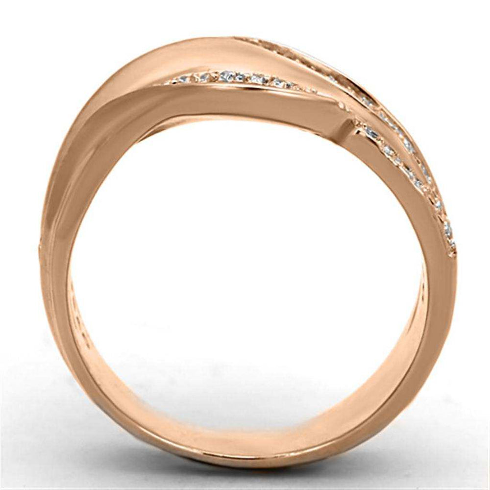 TS168 - Rose Gold 925 Sterling Silver Ring with AAA Grade CZ in Clear - Alamode - Flyclothing LLC